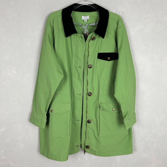 Joan Rivers plus size 2X Field chore jacket green black corduroy trim cotton - Picture 12 of 16